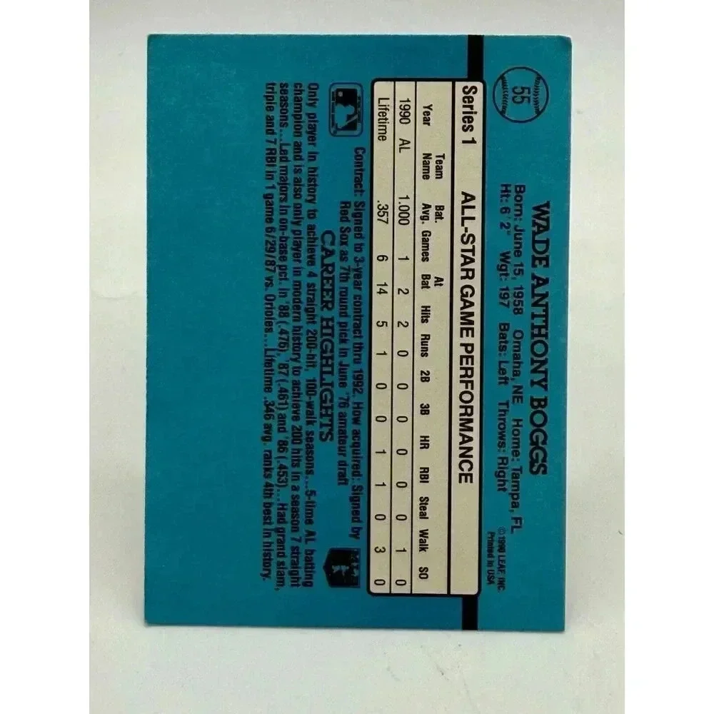 Wade Boggs Vintage 1991‎ Donruss All Star Baseball Card #55 Excellent
